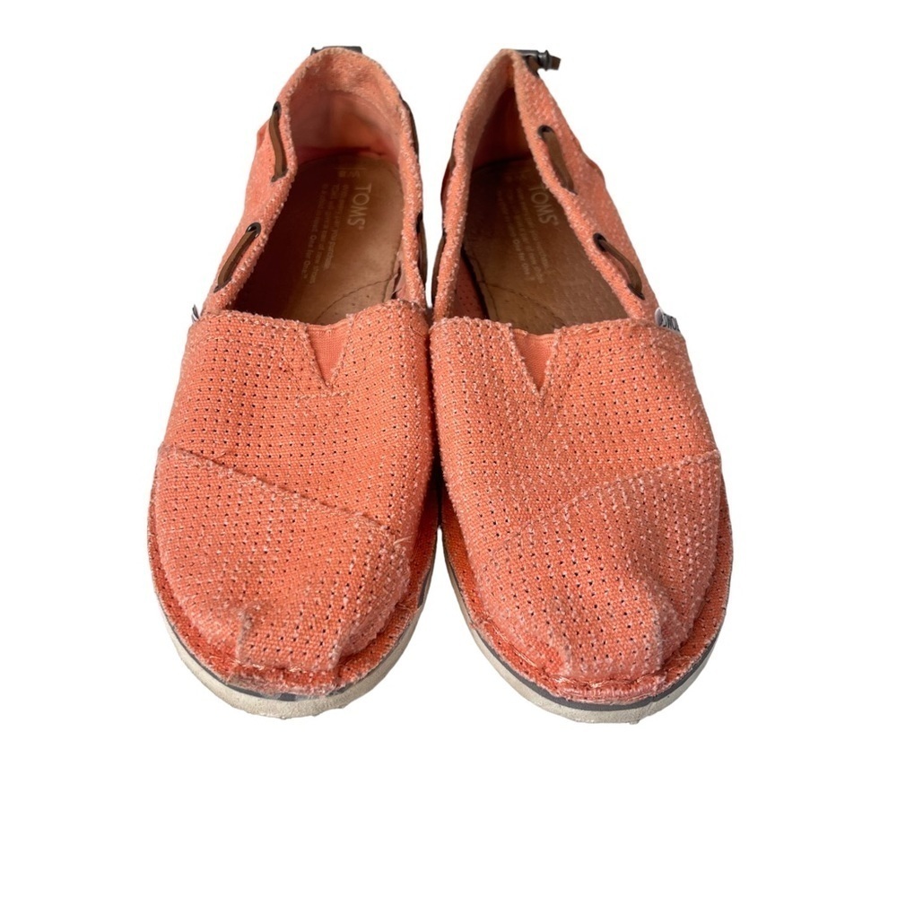 TOMS Orange Burlap Espadrille Flats Womens 8 Slip On Casual Loafers Beach